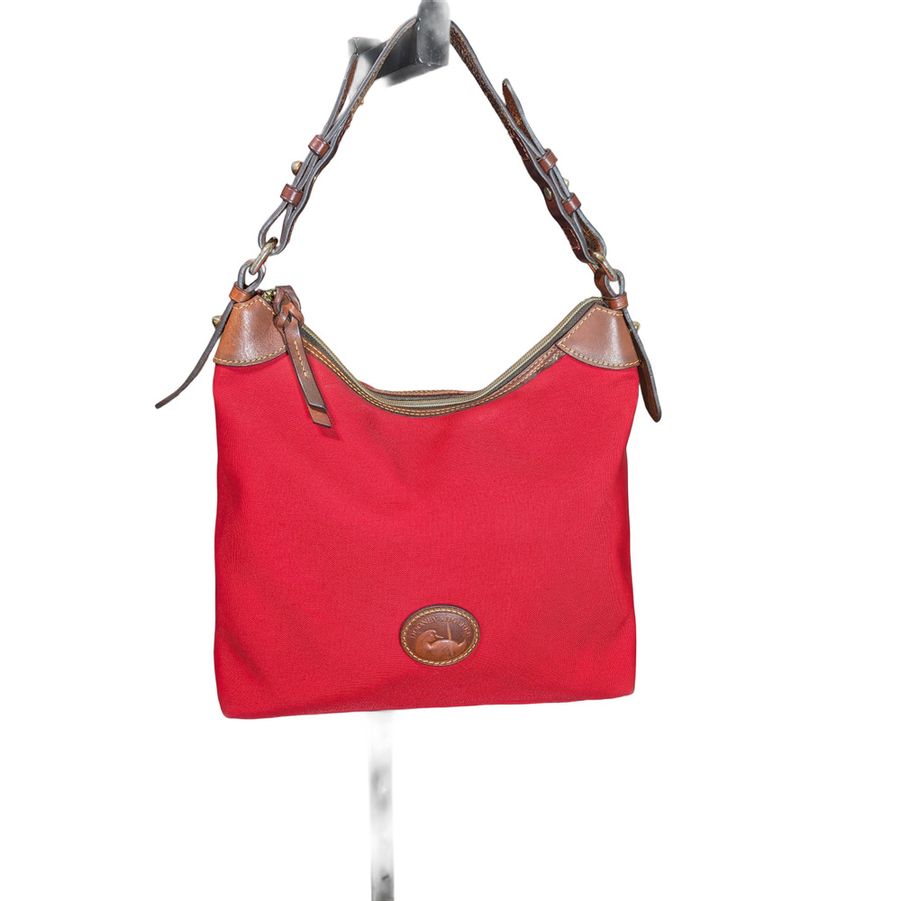 Dooney & Bourke Large Erica Red Nylon Shoulder Hobo Brit Tan